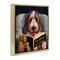 Stupell Industries Dog with Bird Watching Book Framed Floater Canvas Wall Art